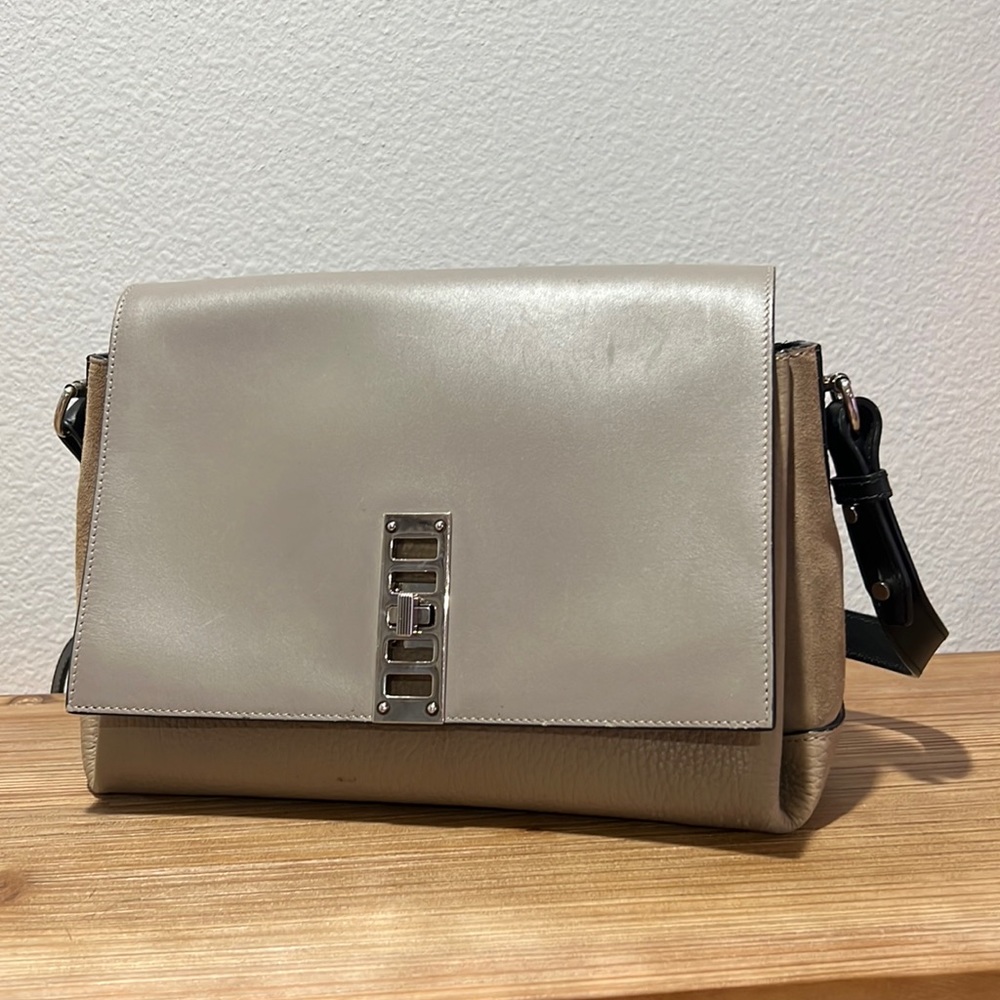 Proenza Schouler Taupe Leather Suede Crossbody Shoulder Bag